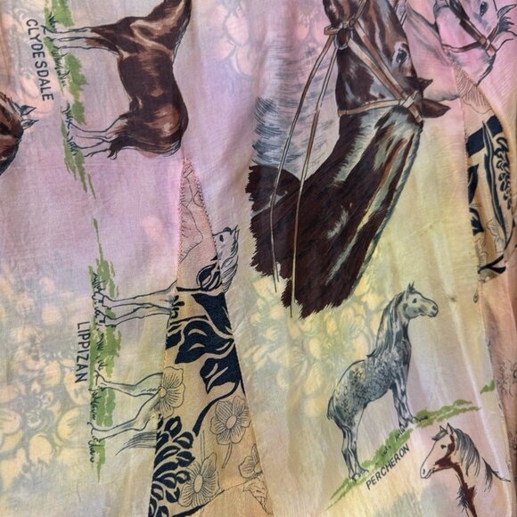 Vintage Claudette Medium Silk Sheer Skirt Boho Floral Horse Equestrian Western - Picture 6 of 11